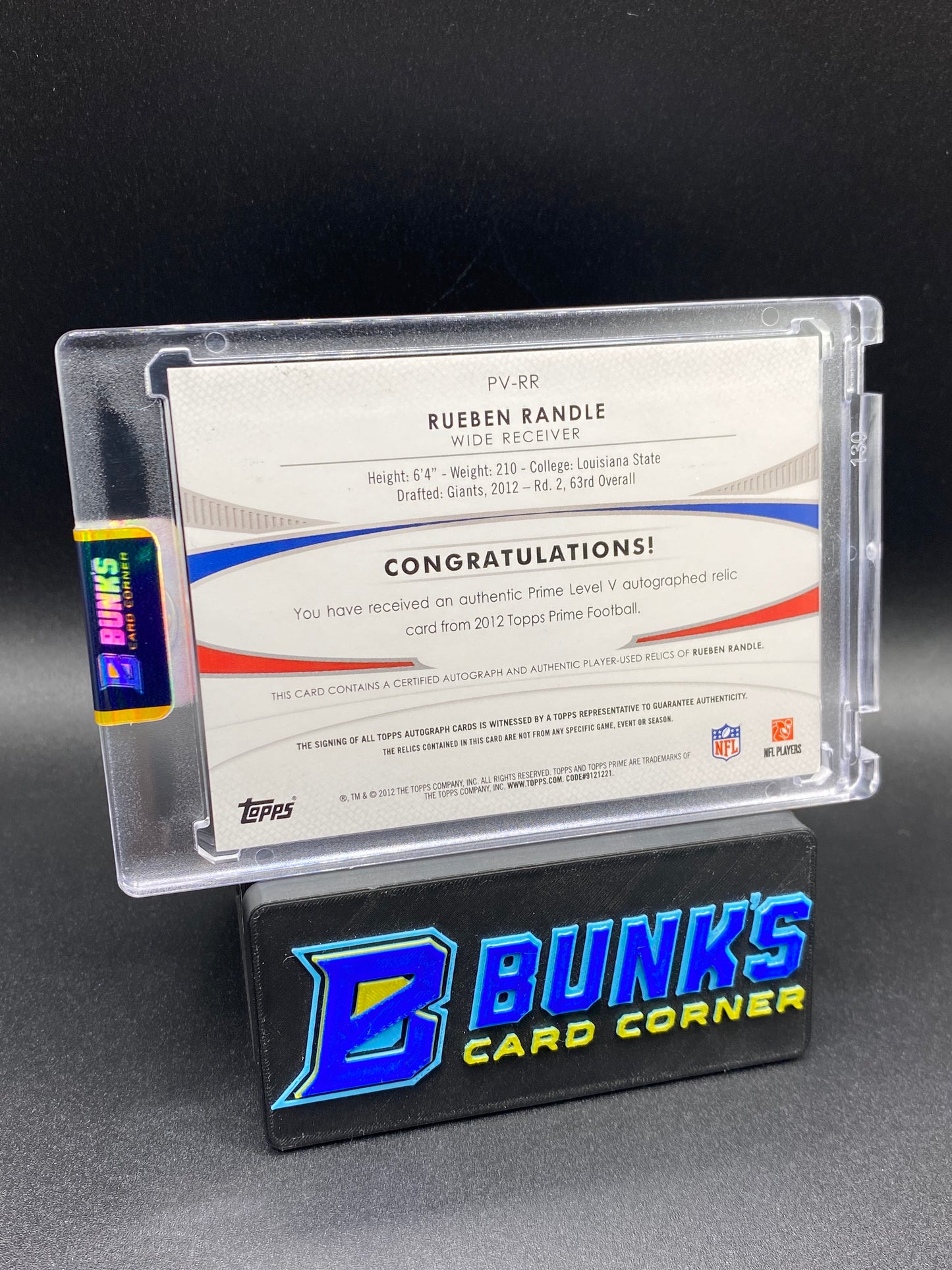 2012 Rueben Randle 1/10 Prime Time Auto Patches Rc