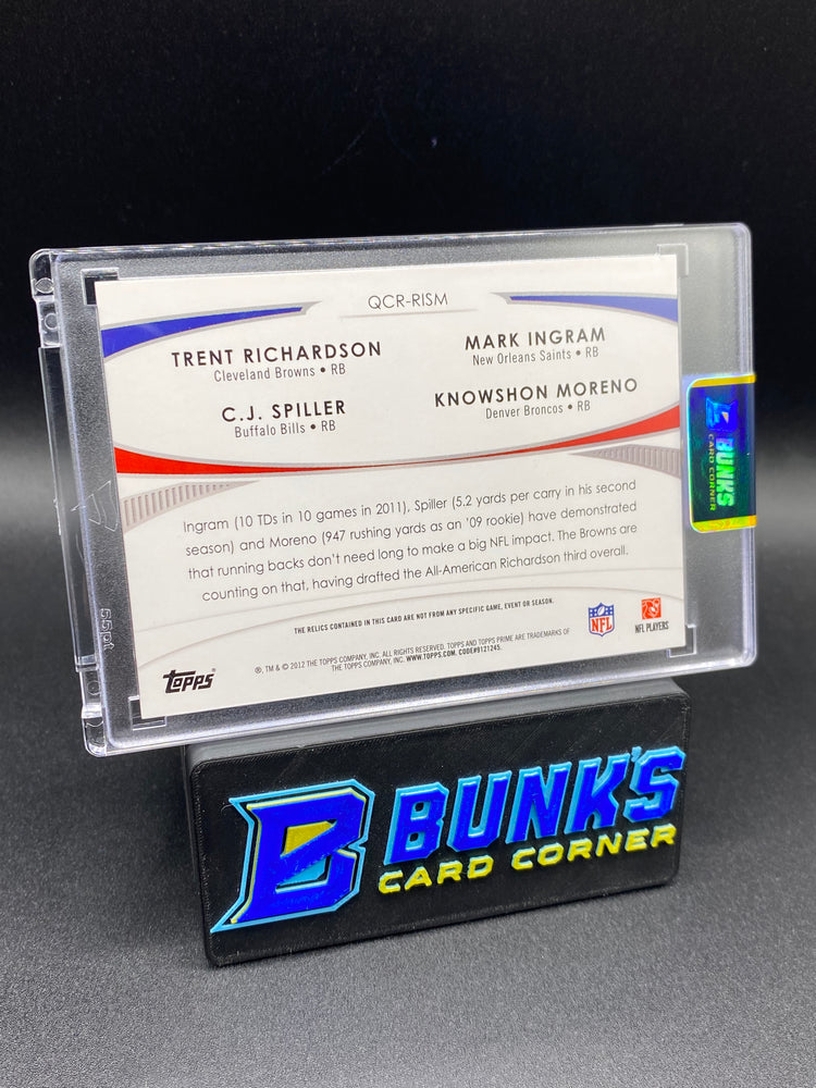 2012 Trent Richardson, CJ Spiller, Mark Ingram, Knowshon Moreno 25/25 Prime Time Quad Combo