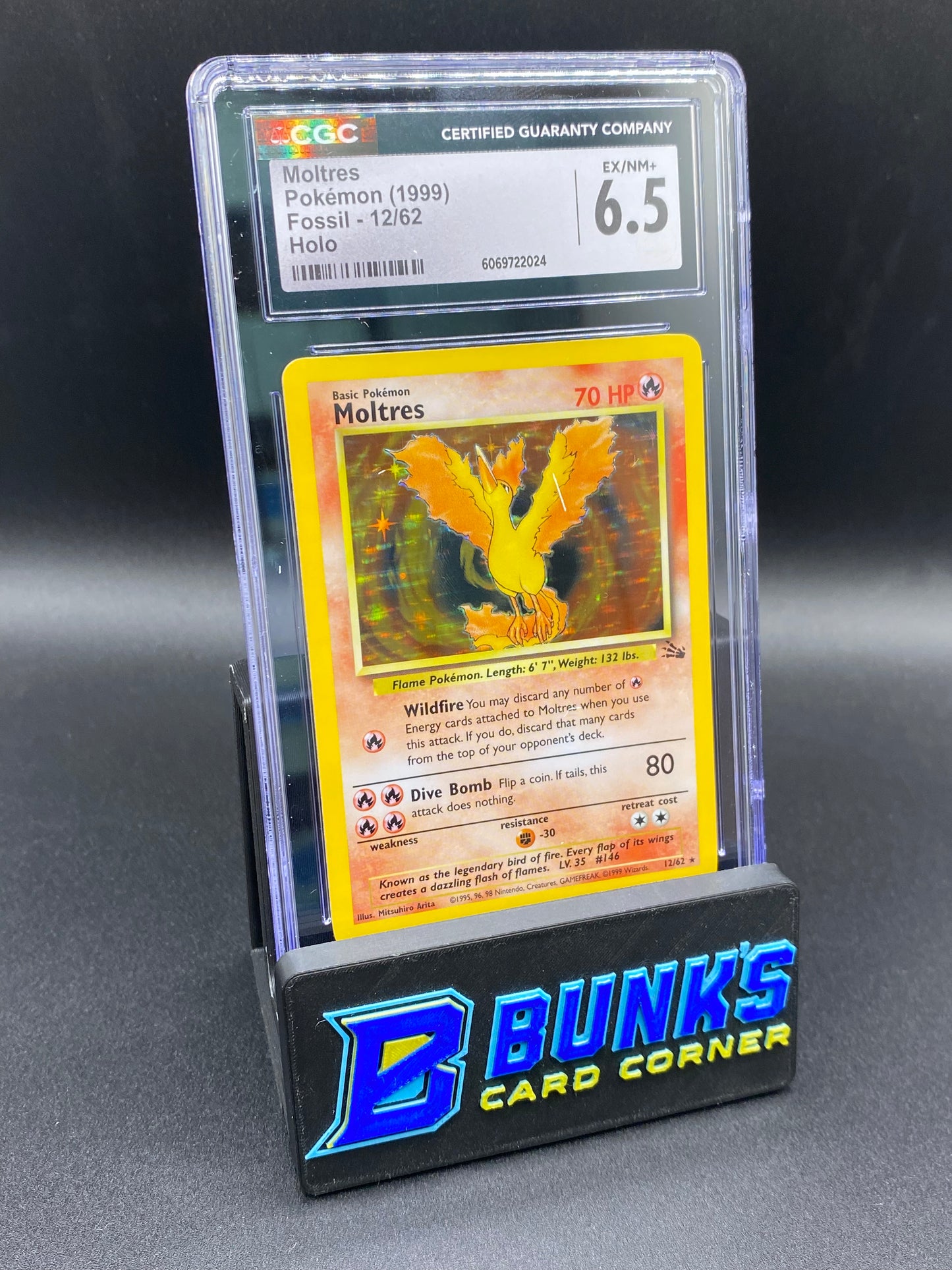 Moltres Holo Fossil CGC 6.5
