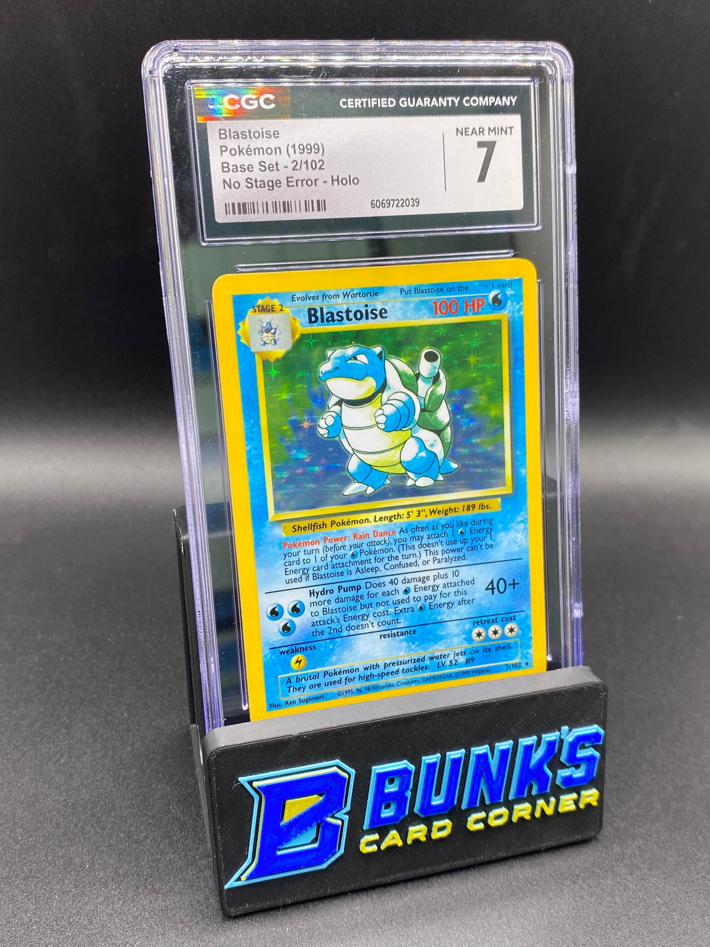 Blastoise No Stage Error Base Set Holo CGC 7