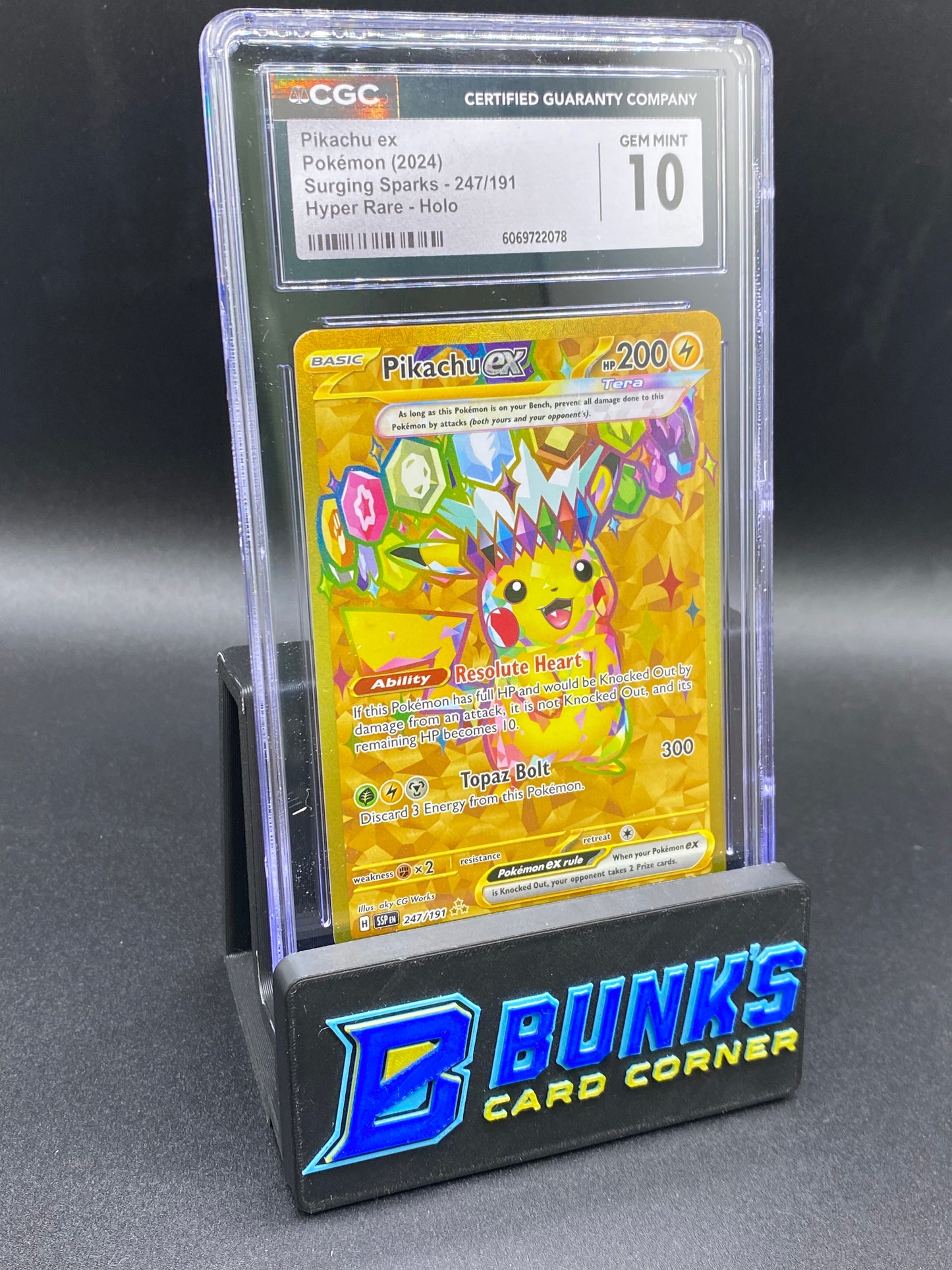 Pikachu ex Hyper Rare Surging Sparks CGC 10