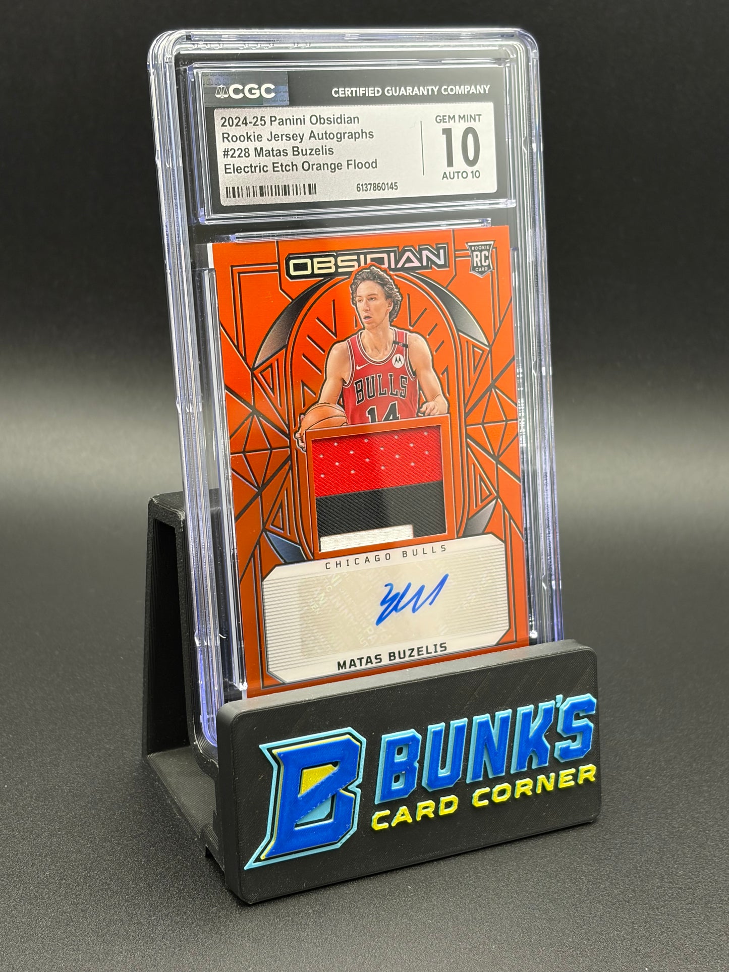 2024-25 Matas Buzelis Electric Etch Orange Flood Rookie Jersey Auto CGC 10 Auto 10