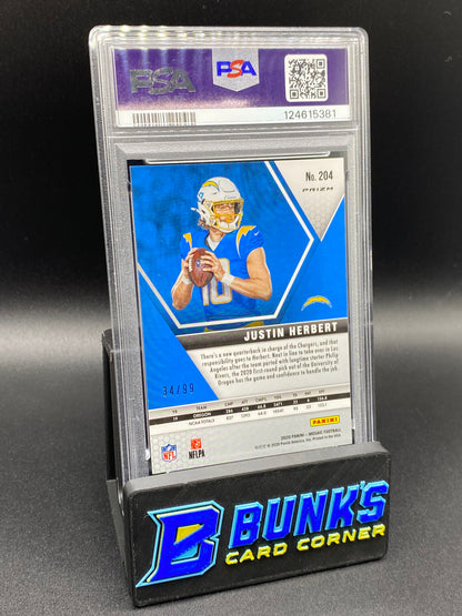 2020 Justin Herbert Blue Mosaic 34/99 PSA 9 Rc