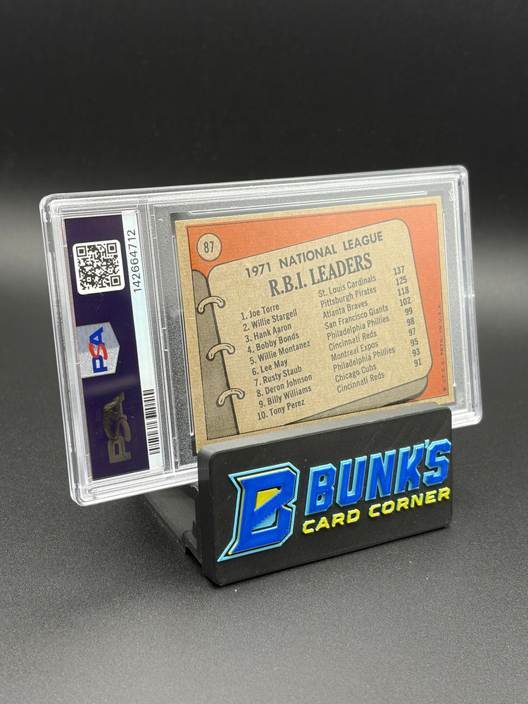 1972 Joe Torre & Willie Stargell & Hank Aaron NL RBI Leaders PSA 7