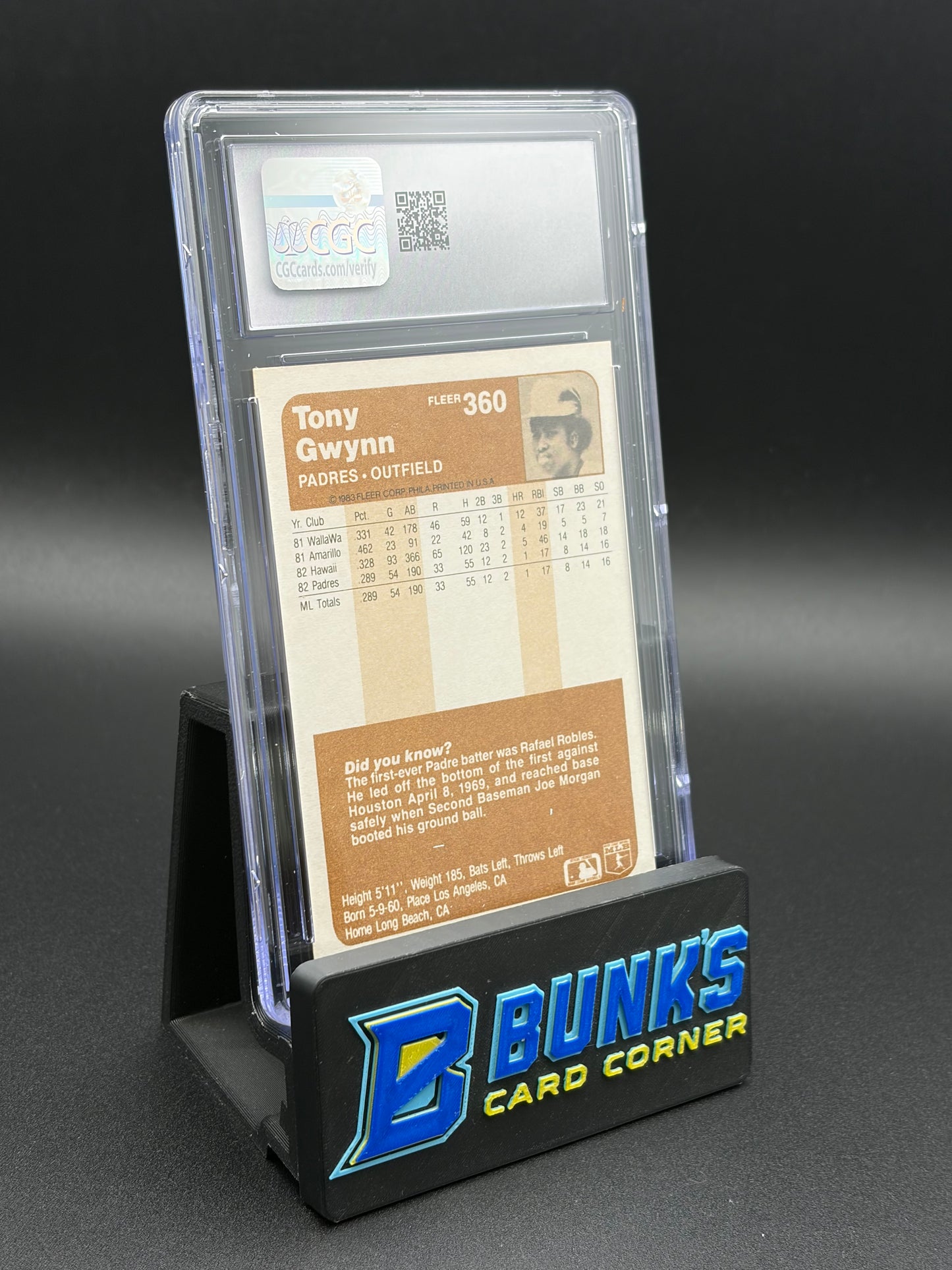 1983 Tony Gwynn Fleer CGC 7.5 HOF