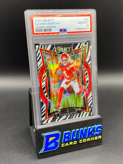 2024 Xavier Worthy Zebra Shock PSA 10