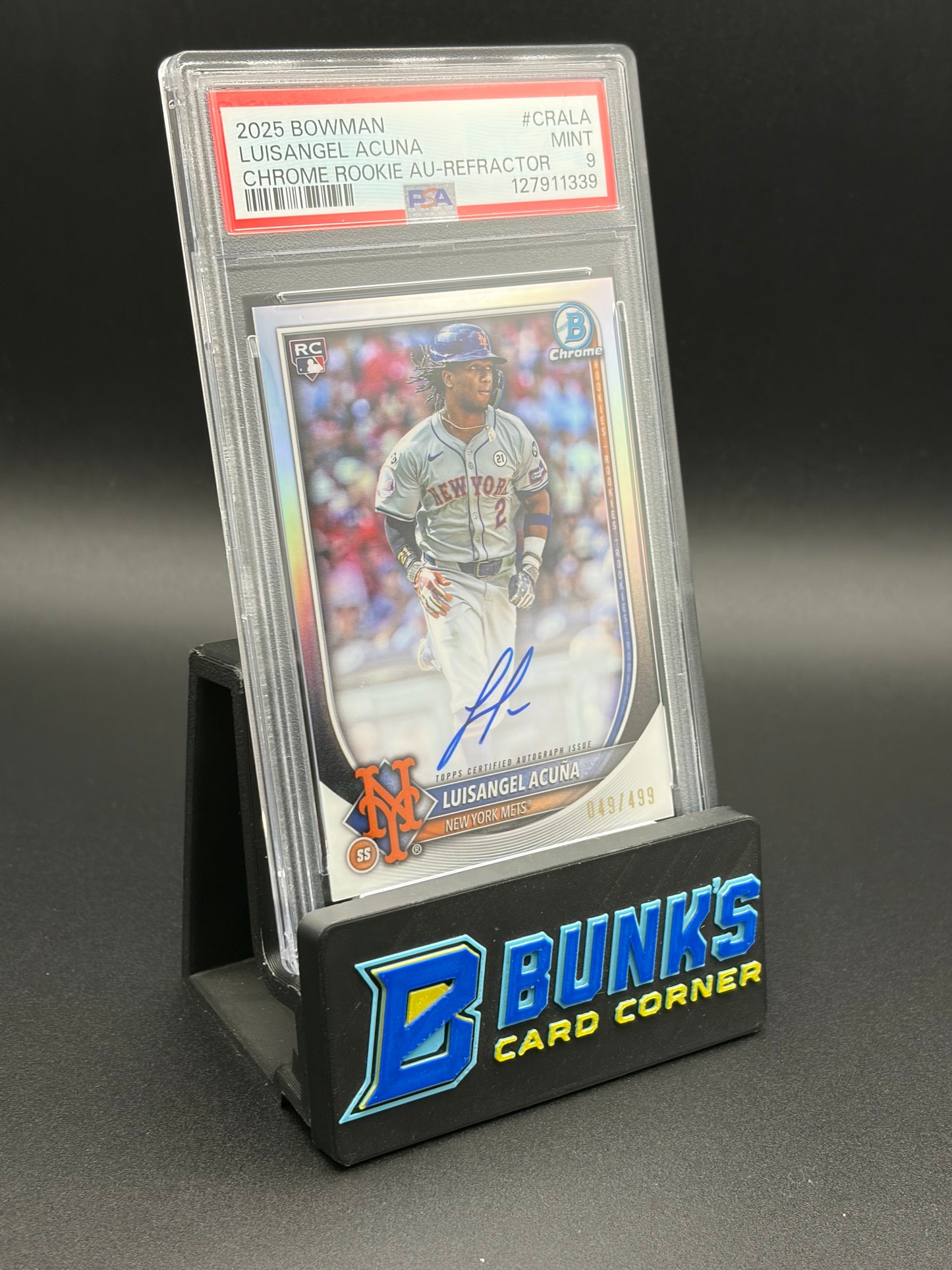 2025 Luisangel Acuna Chrome Rookie AU Refractor PSA 9 49/499