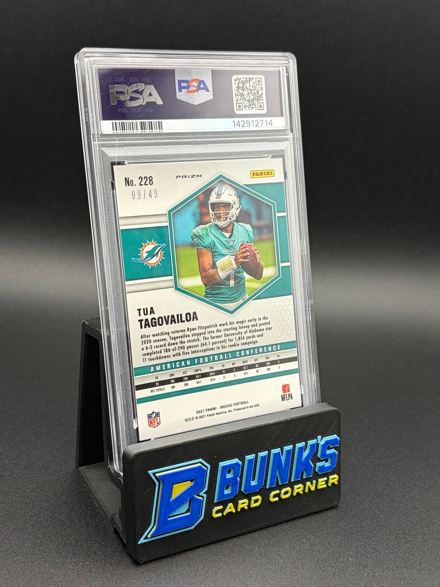 2021 Tua Tagovailoa Purple Mosaic PSA 10 9/49