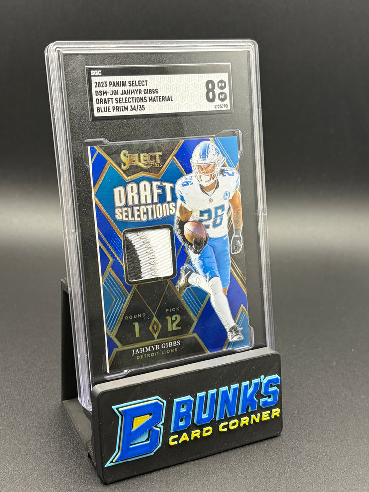 2023 Jahmyr Gibbs Blue Prizm Draft Selections Materials SGC 8 34/35
