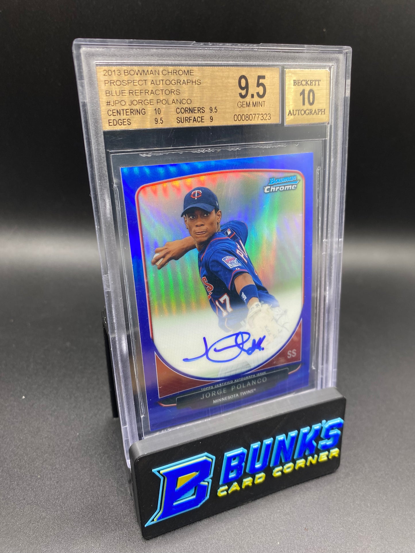 2013 Jorge Polanco Blue Refractors Auto. BGS 10/9.5 (Box 29)