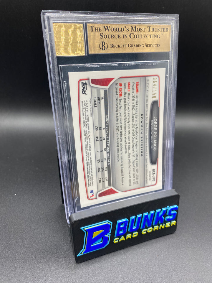 2013 Jorge Polanco Blue Refractors Auto. BGS 10/9.5