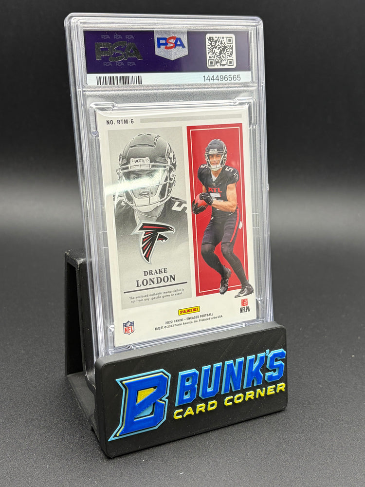 2022 Drake London RKE Triple Memorabilia Encased PSA 9 6/99 RC