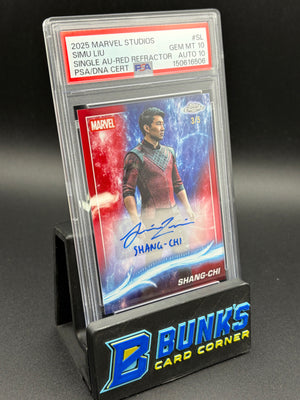 Shang-Chi - Simu Liu Single AU Red Refractor PSA 10 Auto 10 3/5