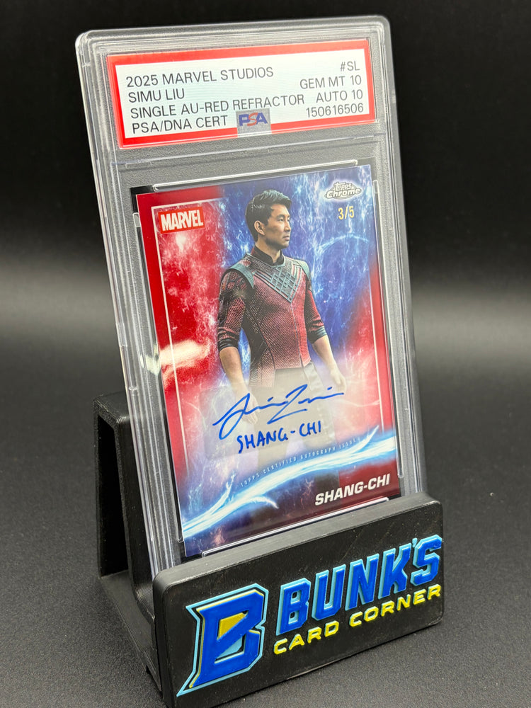 Shang-Chi - Simu Liu Single AU Red Refractor PSA 10 Auto 10 3/5