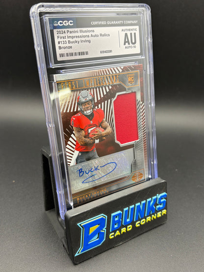 2024 Bucky Irving Bronze First Impressions Auto Relics CGC AU Auto 10 RC