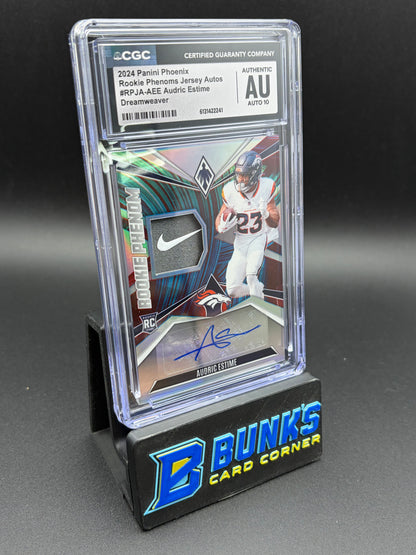 2024 Audric Estime Dreamweaver Rookie Phenoms Jersey Autos CGC AU Auto 10 RC 3/6