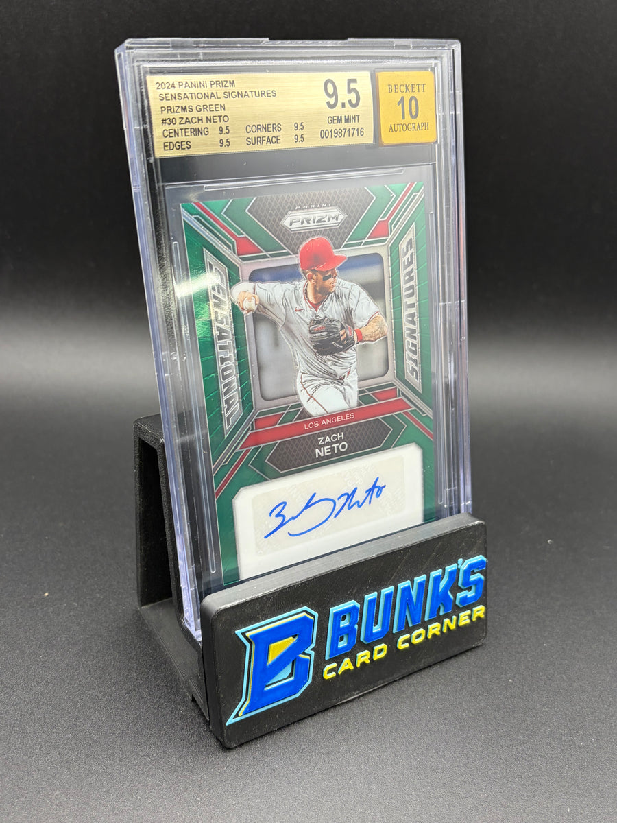 2024 Zach Neto Prizms Green Sensational Signatures Beckett 9.5 Auto 10
