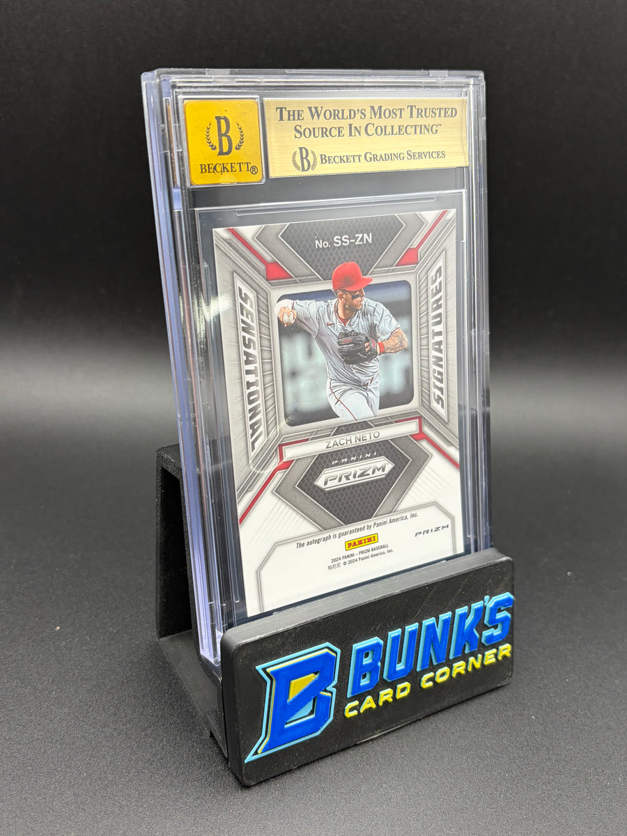 2024 Zach Neto Prizms Green Sensational Signatures Beckett 9.5 Auto 10