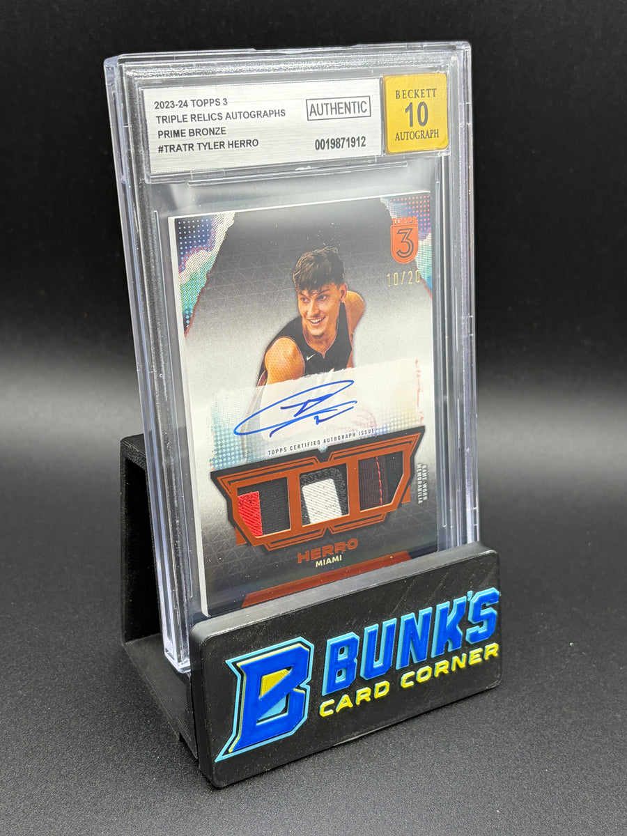 2023-24 Tyler herro Triple Relics Auto Prime Bronze AU Beckett Auto 10 10/20