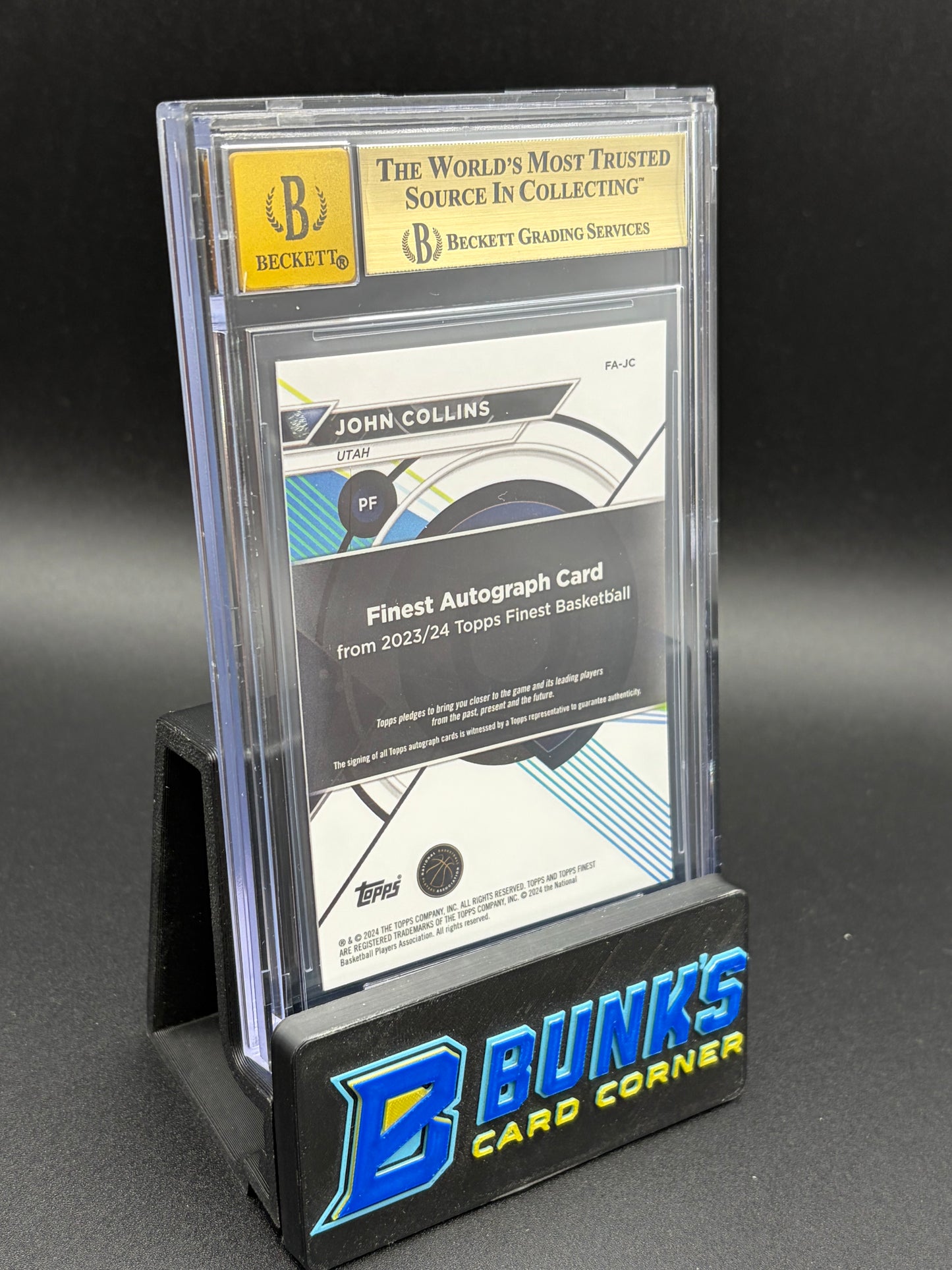 2023-24 John Collins Red Geometric Refractors Auto Beckett 9.5 AU Auto 10 2/5