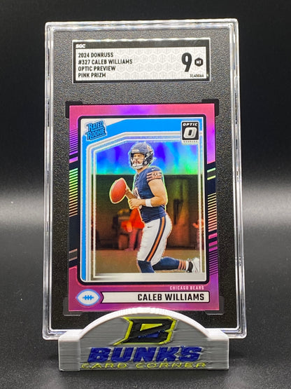 2024 Caleb Williams Optic Preview Pink Prizm SGC 9 (Box 16)