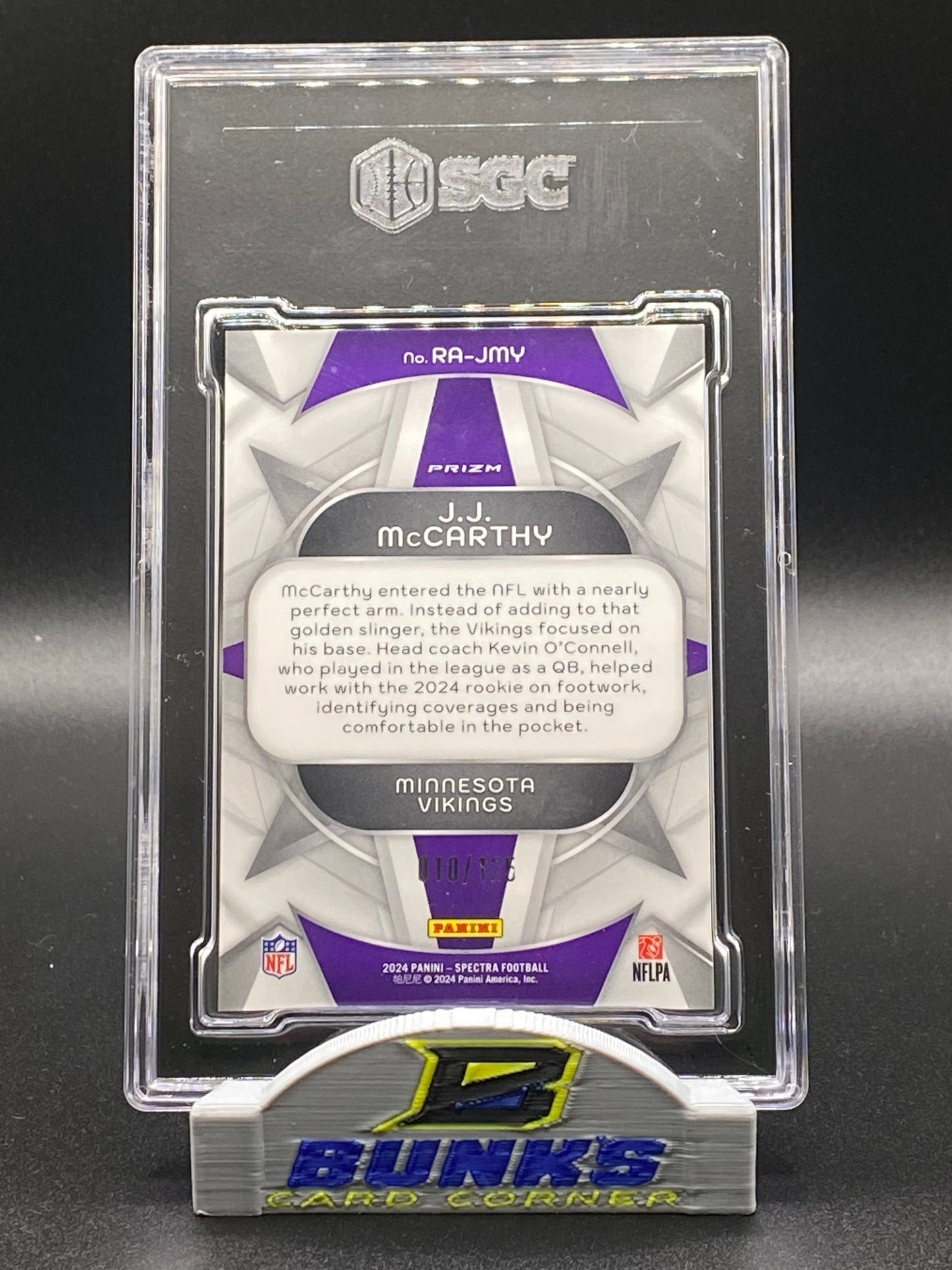 2024 JJ McCarthy Rookie Aura 10/125 SGC 9.5 (Box 16)