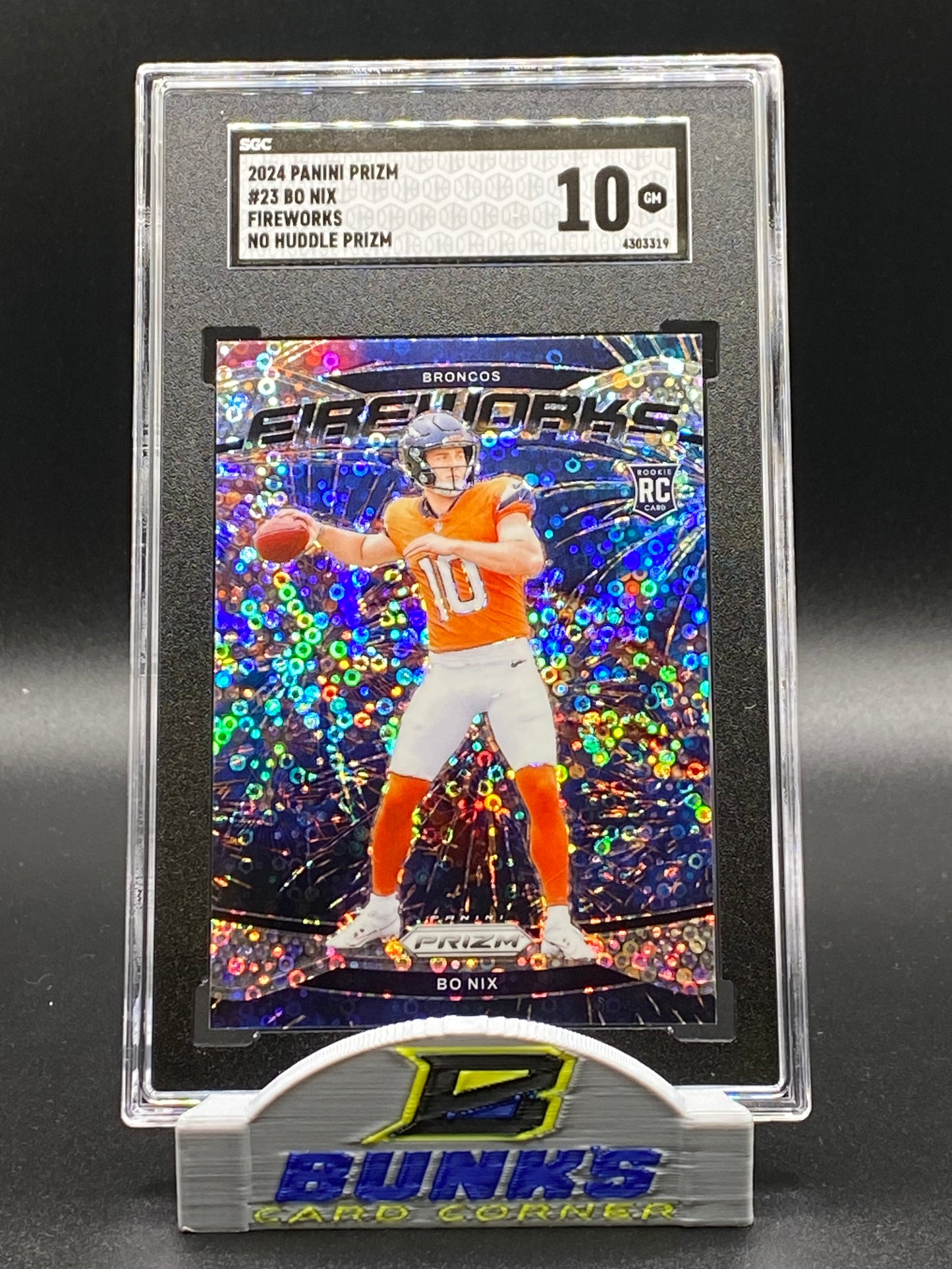 2024 Bo Nix Fireworks Ho Huddle Prizm SGC 10 (Box 16)