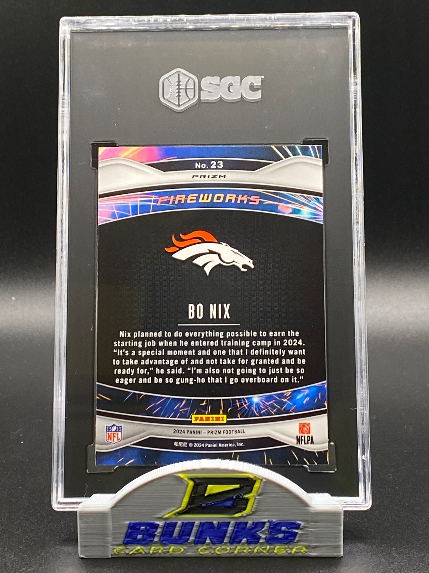 2024 Bo Nix Fireworks Ho Huddle Prizm SGC 10 (Box 16)