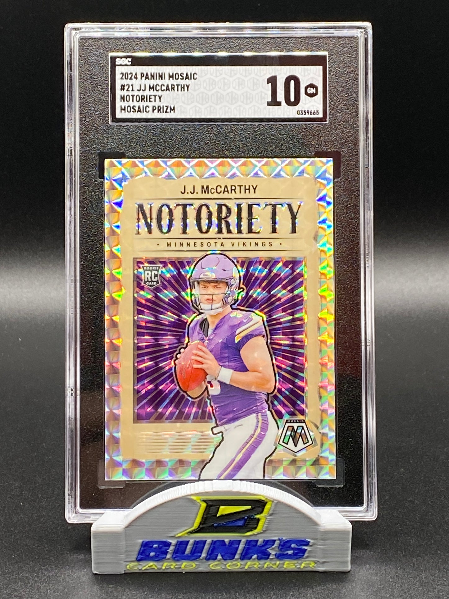 2024 JJ McCarthy Notoriety Mosaic Prizm SGC 10 (Box 17)