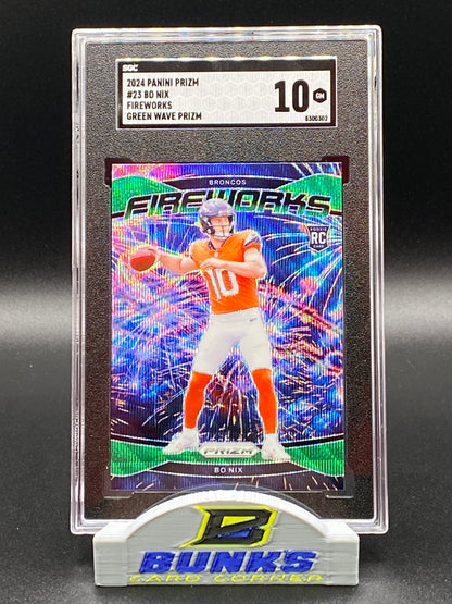 2024 Bo Nix Fireworks Green Wave Prizm SGC 10 (Box 17)
