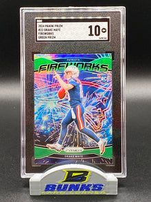 2024 Drake Maye Fireworks Green Prizm Rookie Card SGC 10 (Box 17)