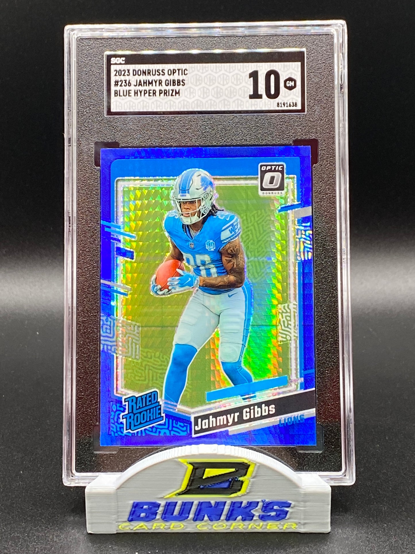 2023 Jahmyr Gibbs Blue Hyper Prizm SGC 10 (Box 17)