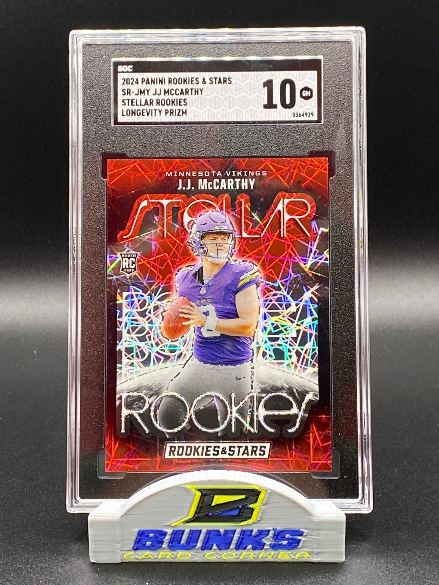2024 JJ McCarthy Stellar Rookies Longevity Prizm SGC 10 (Box 17)