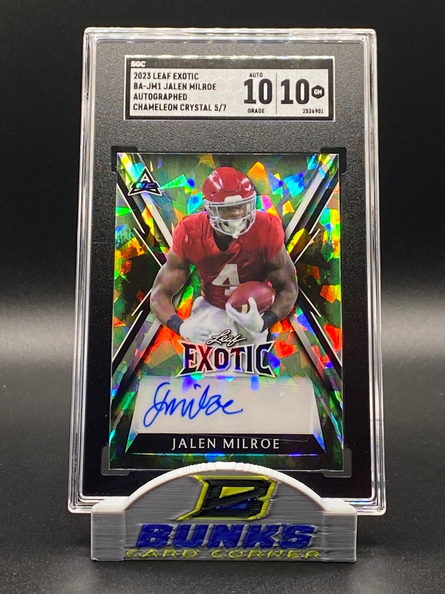 2023 Jalen Milroe AUTOGRAPHED Chameleon Crystal 5/7 SGC 10|10 (Box 18)