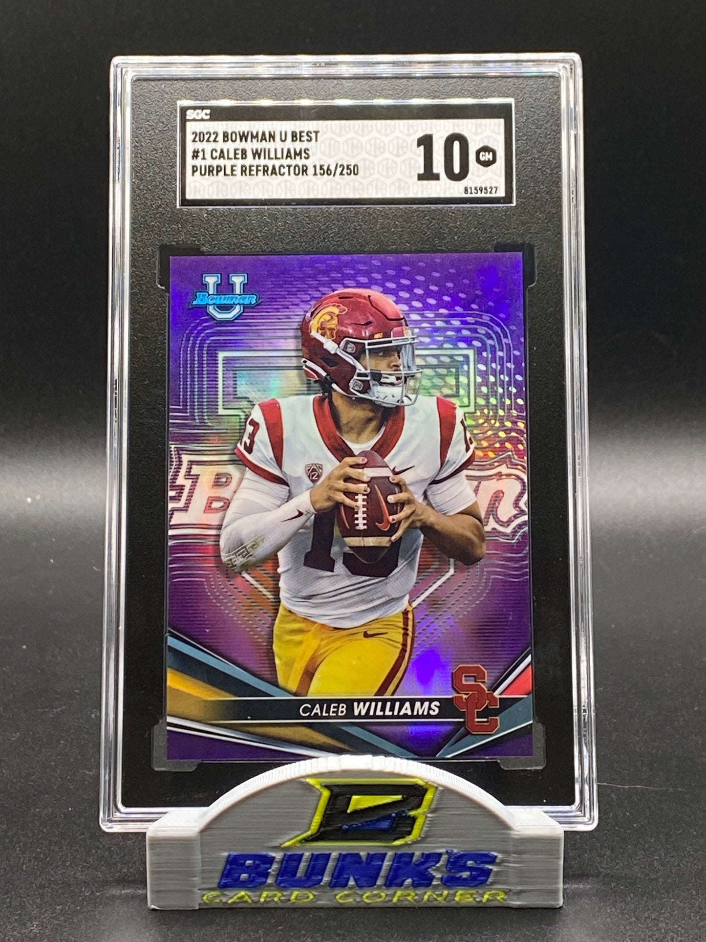 2022 Caleb Williams Purple Refractor 156/250 SGC 10 (Box 19)