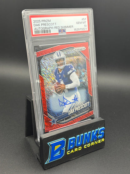 2025 Dak Prescott Autograph Red Shimmer PSA 10 25/35