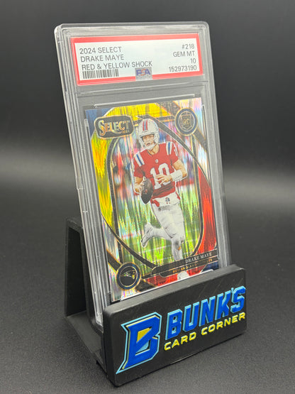 2024 Drake Maye Red & Yellow Shock Select PSA 10 RC