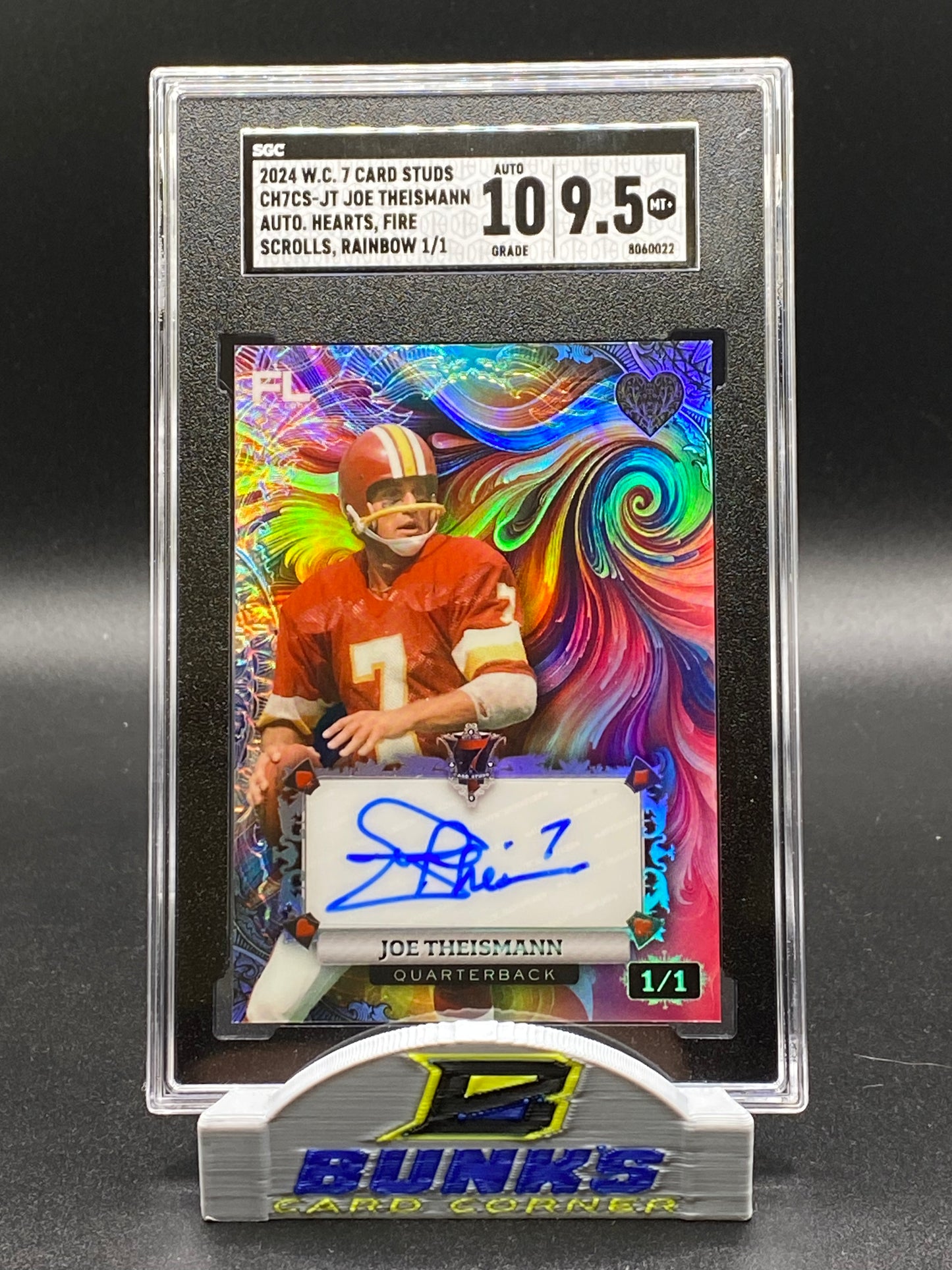 2024 Joe Theismann AUTOGRAPHED Hearts, Fire Scrolls, Rainbow 1/1 (Box 20)