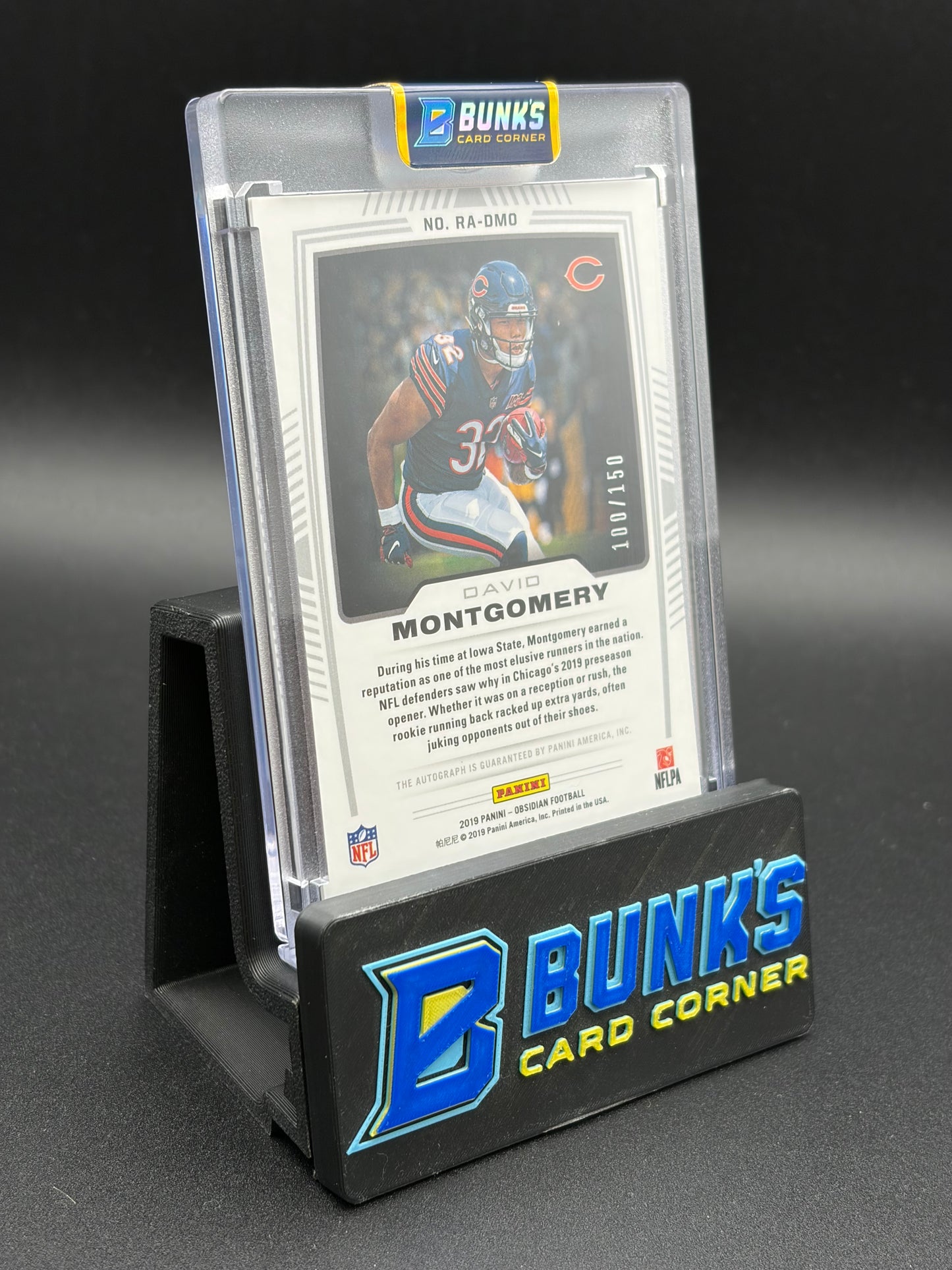 2019 David Montgomery Obsidian Panini Electric Etch Black RC Auto 100/150
