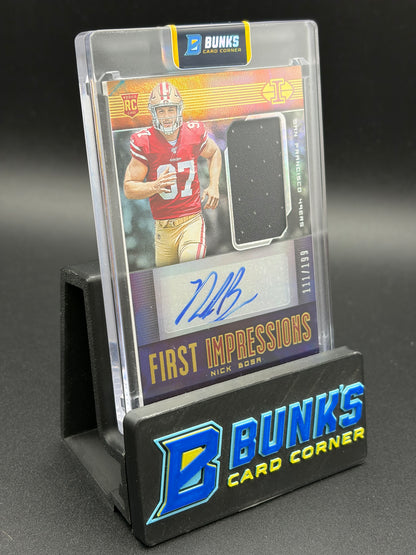 2019 Nick Bosa Illusions Auto Player Worn Patch First Impressions RC 111/199