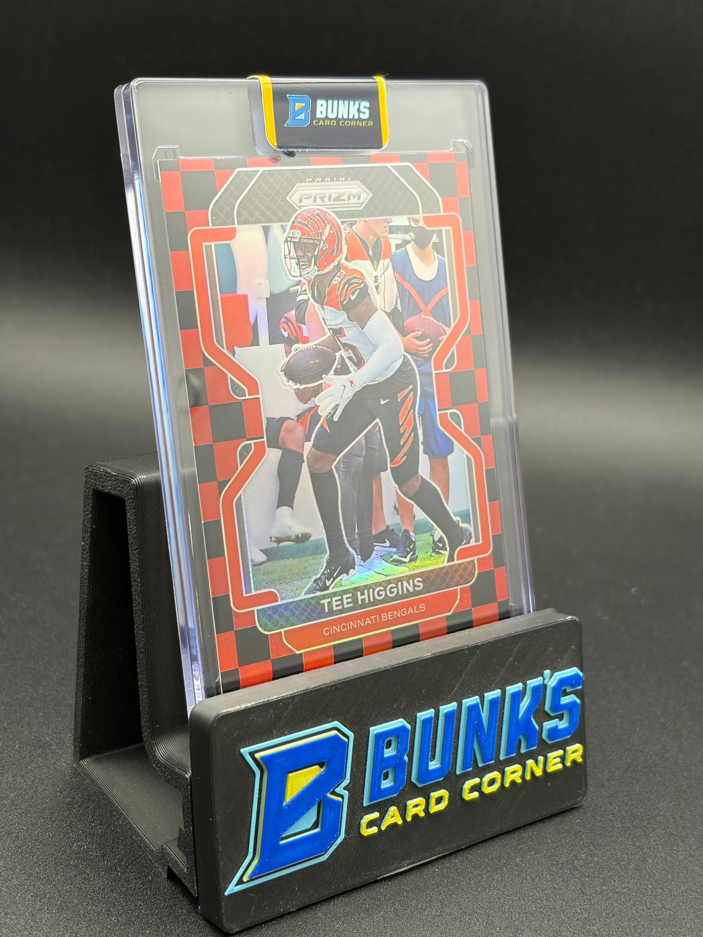 2021 Tee Higgins Red Black Checkerboard Prizm
