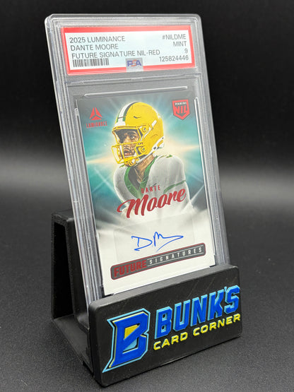 2025 Dante Moore Future Signature Nil Red Luminance PSA 9