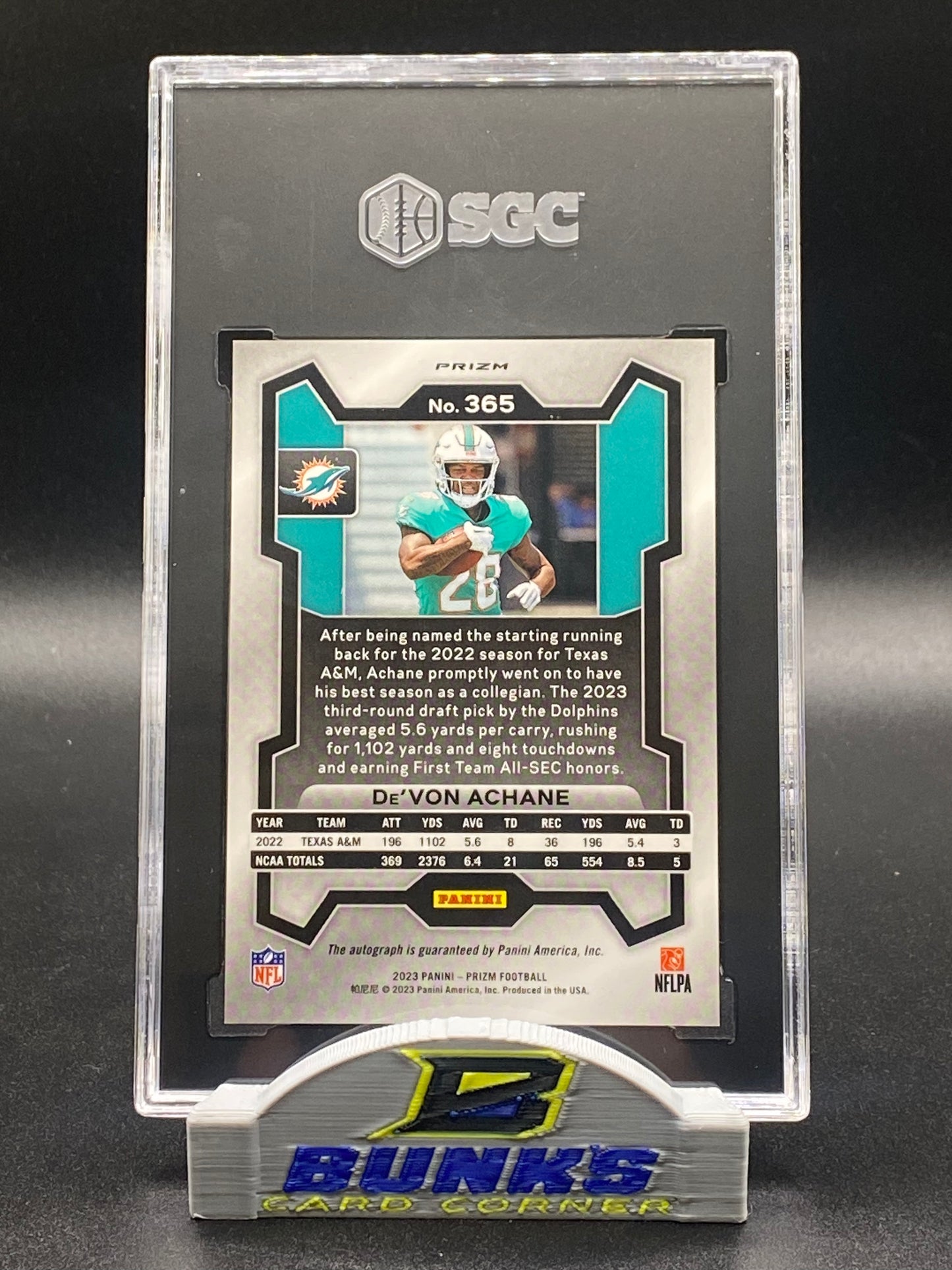 2023 De'Von Achane AUTOGRAPHED Rookie Card (Box 21)