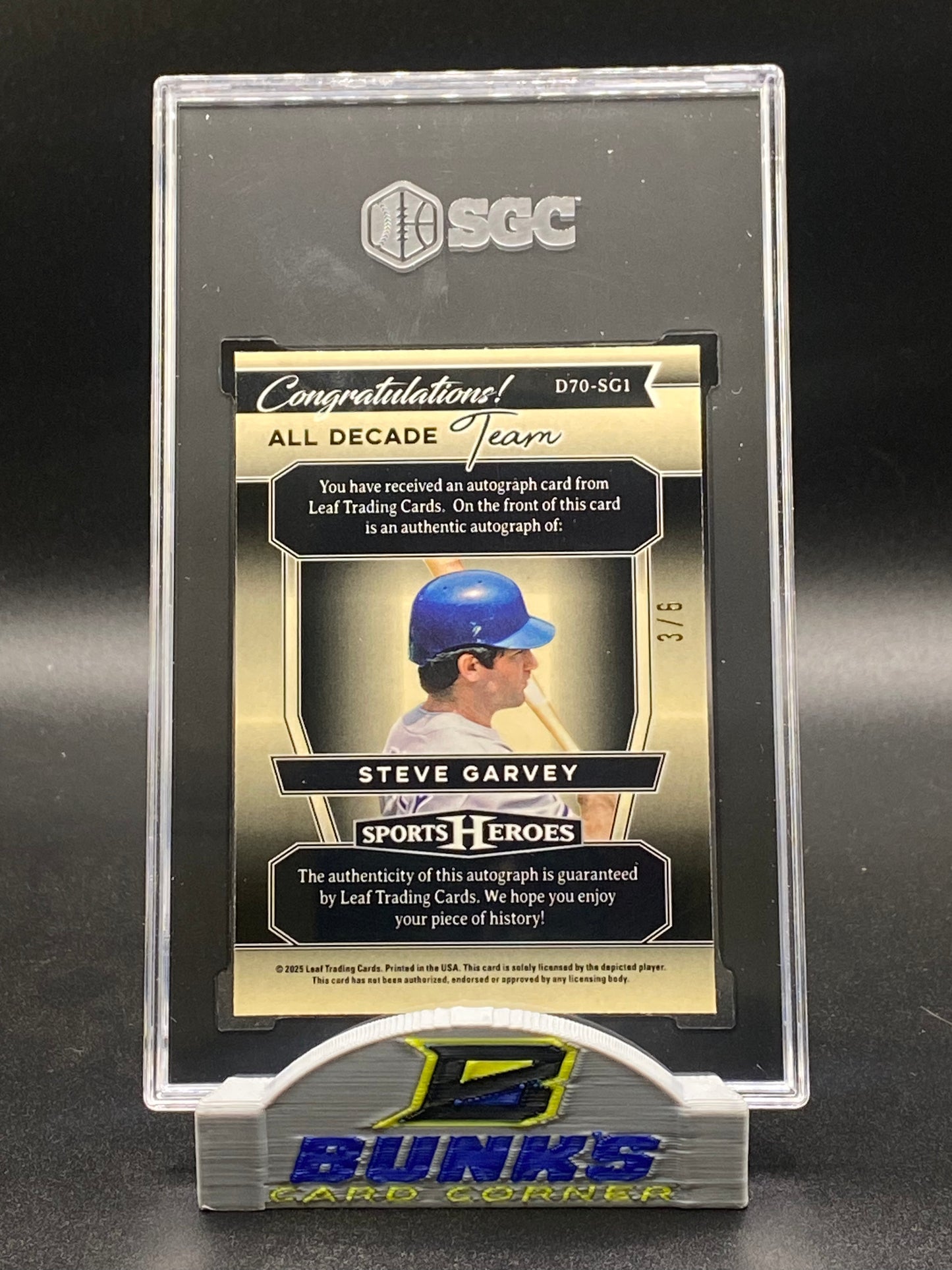 2025 Steve Garvey AUTOGRAPHED Orange Crystal 3/6 (Box 21)