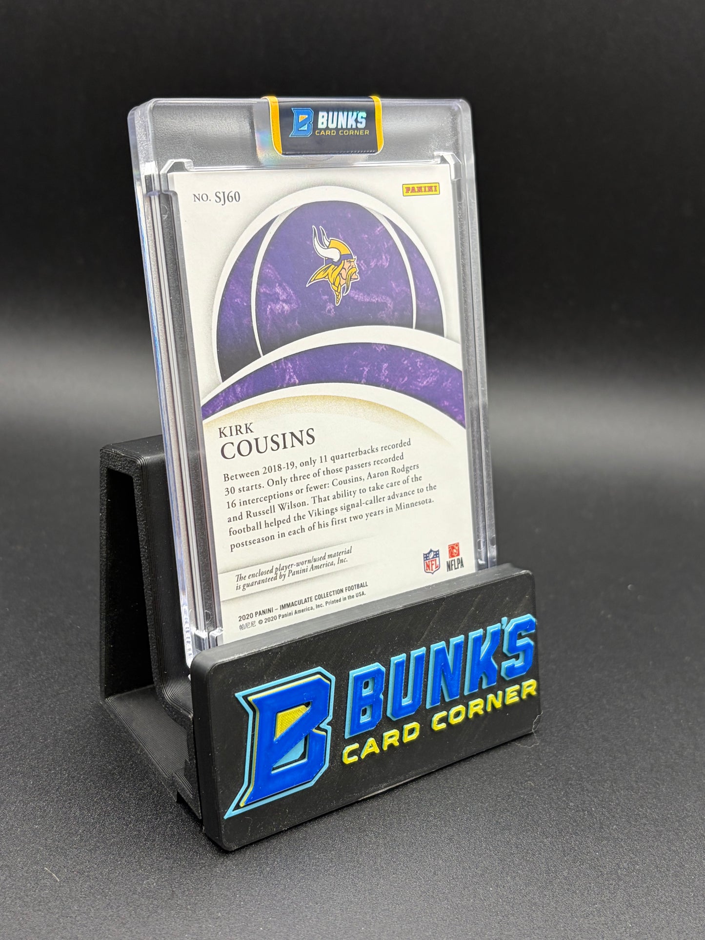 2020 Kirk Cousins Immaculate Collect Player Worn Material 19/25