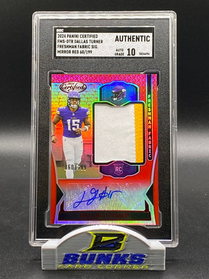 2024 Dallas Turner Freshman Fabric AUTOGRAPHED Mirror Red 60/199 (Box 22)
