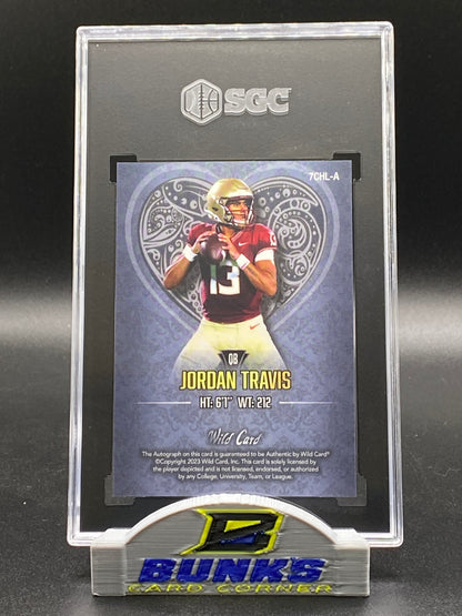 2023 Jordan Travis Left Heart AUTOGRAPHED Crystal Foil 2/2 SGC 10|10 (Box 22)