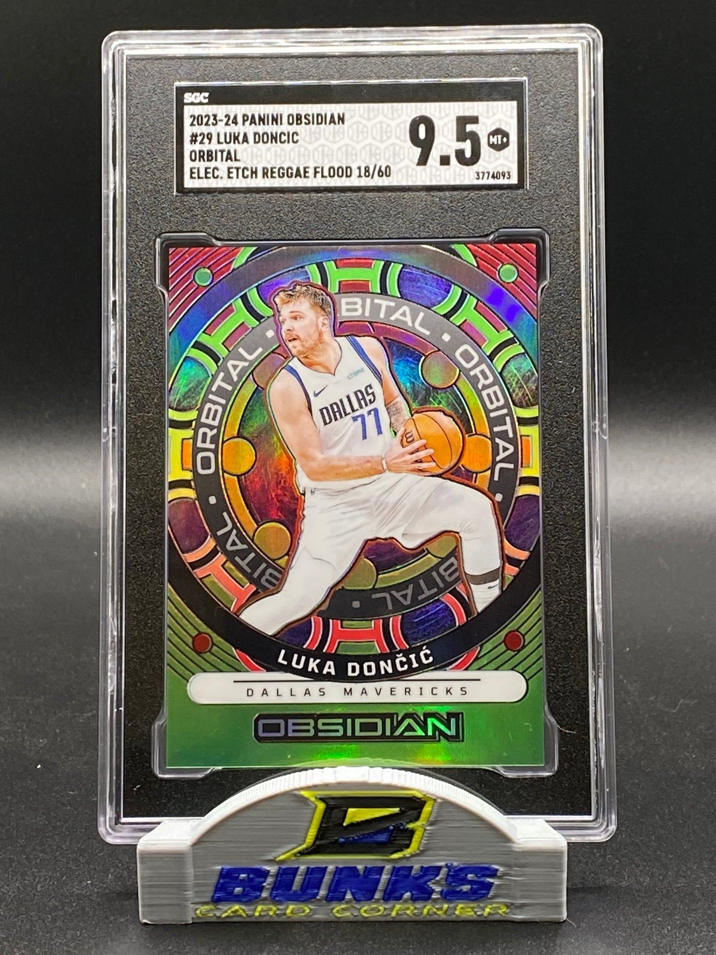 2023-24 Luka Doncic Orbital Electric Etch Reggae Flood 18/60 SGC 9.5 (Box 22)