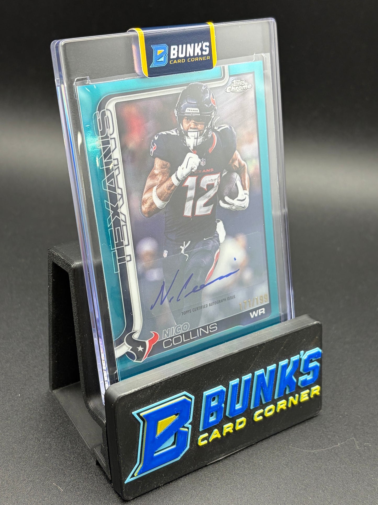 2025 Nico Collins Base Auto Variation Topps Chrome Teal 171/199