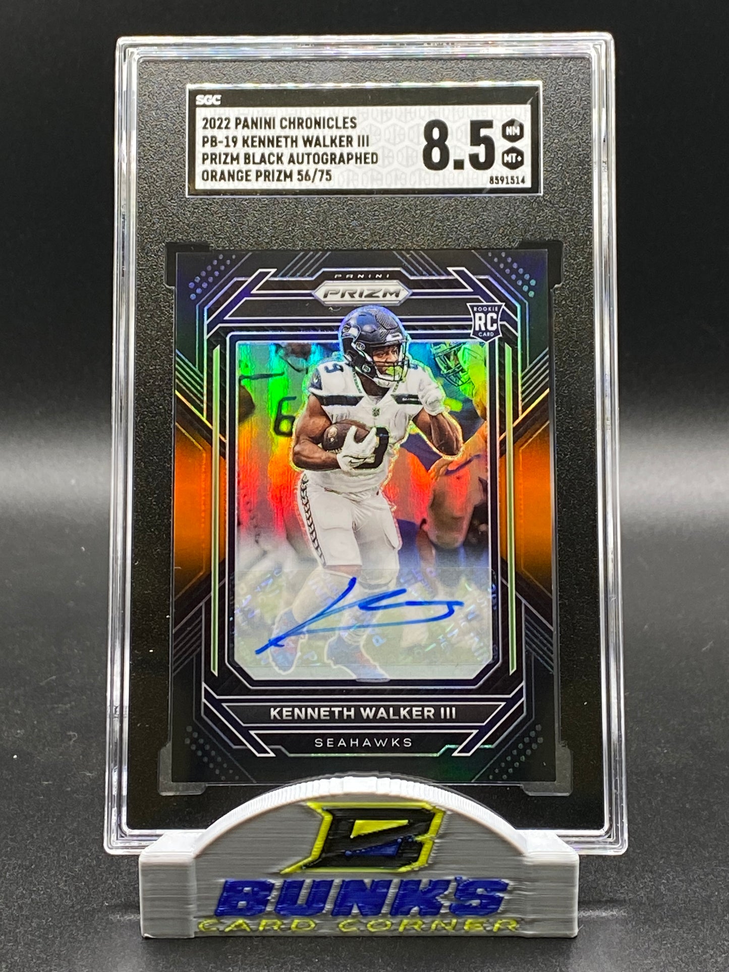 2022 Kenneth Walker III AUTOGRAPHED Orange Prizm 56/75 (Box 23)